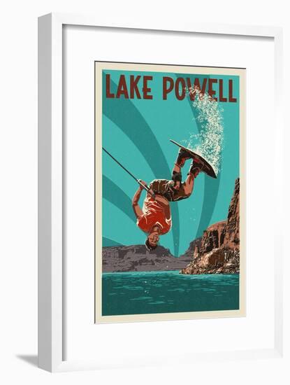 Lake Powell - Wakeboarder-Lantern Press-Framed Art Print