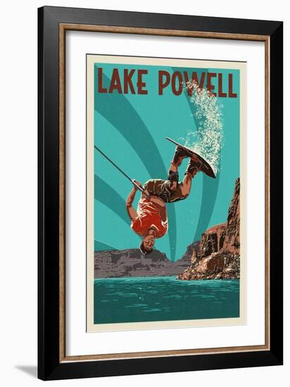 Lake Powell - Wakeboarder-Lantern Press-Framed Art Print