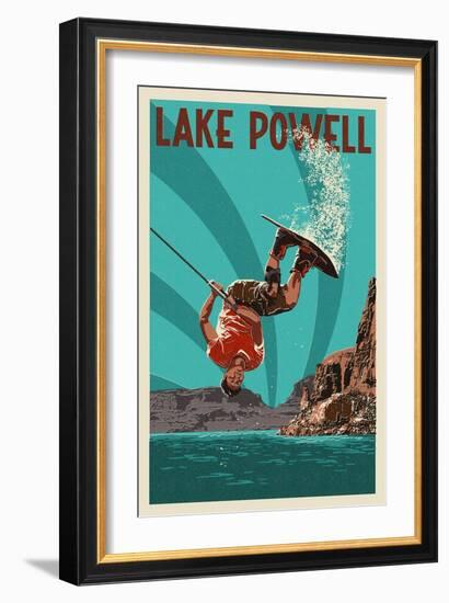 Lake Powell - Wakeboarder-Lantern Press-Framed Art Print