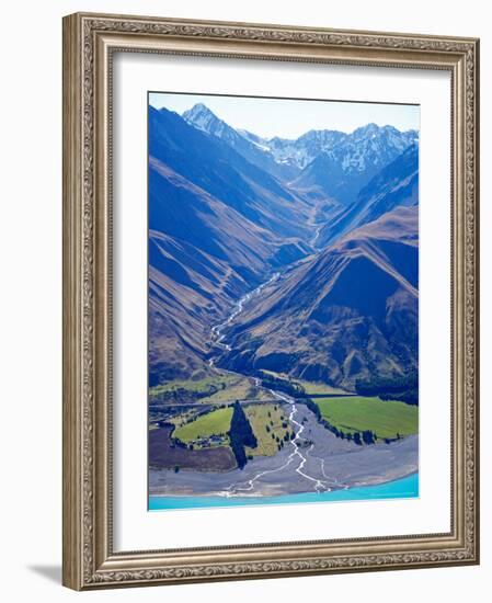 Lake Pukaki and Whale Stream, Ben Ohau Range, South Island, New Zealand-David Wall-Framed Photographic Print