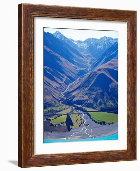 Lake Pukaki and Whale Stream, Ben Ohau Range, South Island, New Zealand-David Wall-Framed Photographic Print