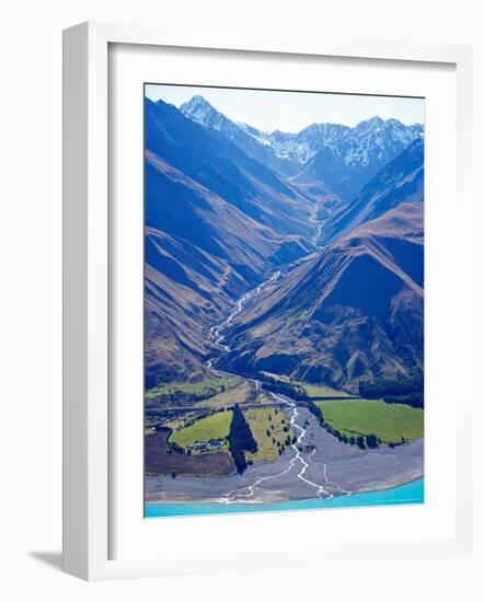 Lake Pukaki and Whale Stream, Ben Ohau Range, South Island, New Zealand-David Wall-Framed Photographic Print