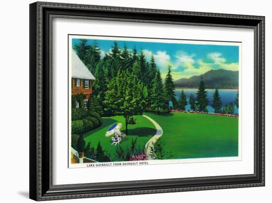 Lake Quinault from Quinault Hotel - Olympic National Park-Lantern Press-Framed Art Print