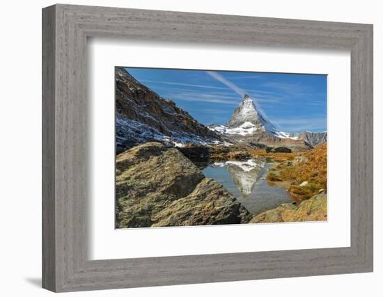 Lake Riffelsee with Matterhorn (4478m), Zermatt, Valais, Swiss Alps, Switzerland-Markus Lange-Framed Photographic Print