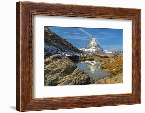 Lake Riffelsee with Matterhorn (4478m), Zermatt, Valais, Swiss Alps, Switzerland-Markus Lange-Framed Photographic Print