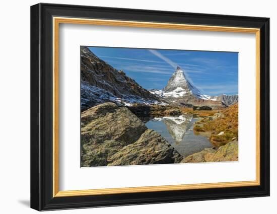 Lake Riffelsee with Matterhorn (4478m), Zermatt, Valais, Swiss Alps, Switzerland-Markus Lange-Framed Photographic Print