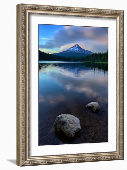 Lake Rocks and Clouds, Trillium Lake Reflection, Summer Mount Hood Oregon-Vincent James-Framed Photographic Print