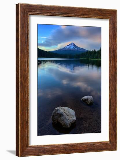 Lake Rocks and Clouds, Trillium Lake Reflection, Summer Mount Hood Oregon-Vincent James-Framed Photographic Print