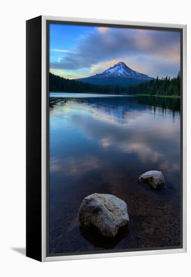 Lake Rocks and Clouds, Trillium Lake Reflection, Summer Mount Hood Oregon-Vincent James-Framed Premier Image Canvas