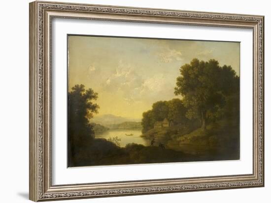 Lake Scene with Boat and Anglers-George Smith-Framed Giclee Print