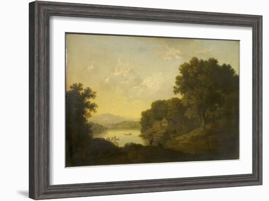 Lake Scene with Boat and Anglers-George Smith-Framed Giclee Print