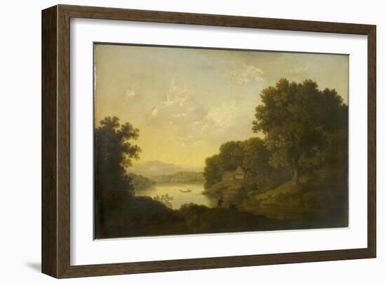 Lake Scene with Boat and Anglers-George Smith-Framed Giclee Print