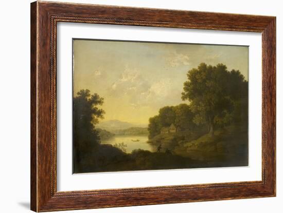 Lake Scene with Boat and Anglers-George Smith-Framed Giclee Print