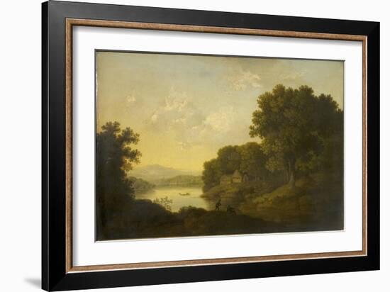 Lake Scene with Boat and Anglers-George Smith-Framed Giclee Print