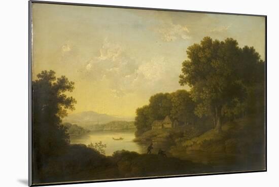 Lake Scene with Boat and Anglers-George Smith-Mounted Giclee Print