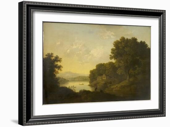 Lake Scene with Boat and Anglers-George Smith-Framed Giclee Print