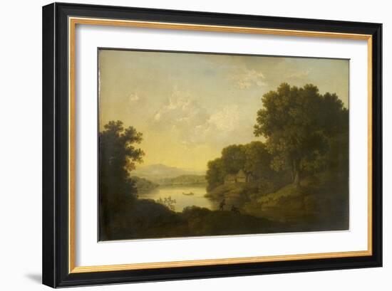 Lake Scene with Boat and Anglers-George Smith-Framed Giclee Print