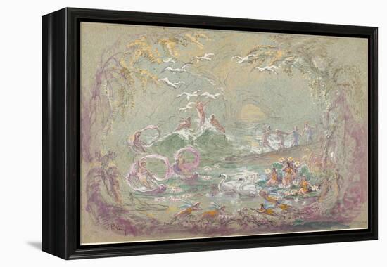 Lake Scene with Fairies and Swans-Robert Caney-Framed Premier Image Canvas