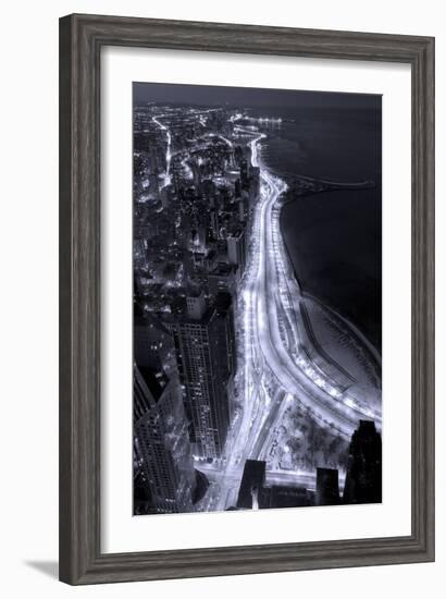 Lake Shore Drive Aerial Black White-Steve Gadomski-Framed Photographic Print