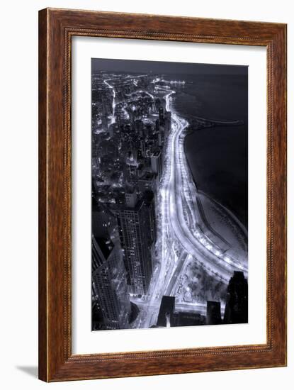 Lake Shore Drive Aerial Black White-Steve Gadomski-Framed Photographic Print