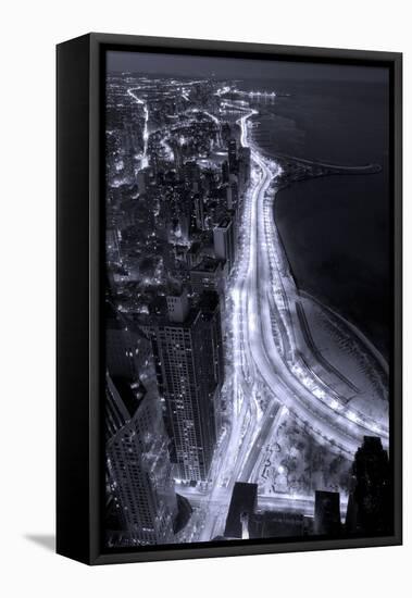 Lake Shore Drive Aerial Black White-Steve Gadomski-Framed Premier Image Canvas