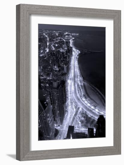 Lake Shore Drive Aerial Black White-Steve Gadomski-Framed Premium Photographic Print