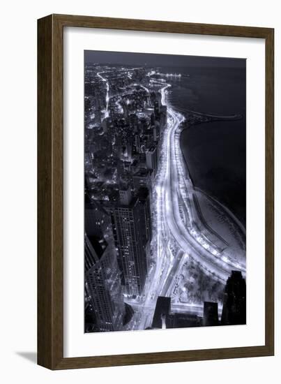 Lake Shore Drive Aerial Black White-Steve Gadomski-Framed Premium Photographic Print