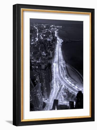 Lake Shore Drive Aerial Black White-Steve Gadomski-Framed Premium Photographic Print