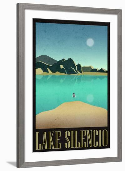 Lake Silencio Retro Travel-null-Framed Art Print