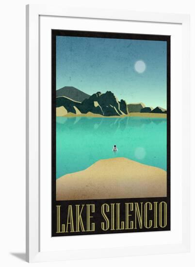 Lake Silencio Retro Travel-null-Framed Art Print