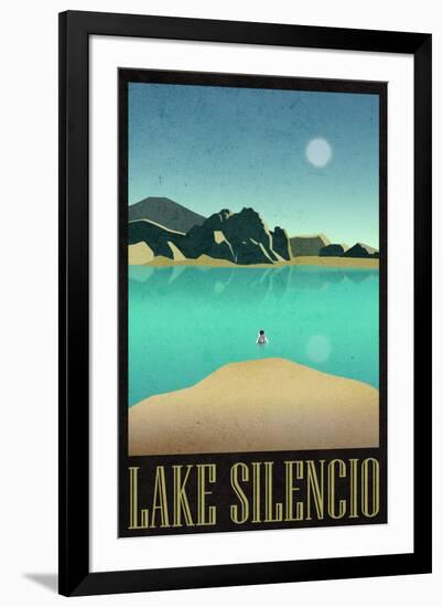 Lake Silencio Retro Travel--Framed Art Print