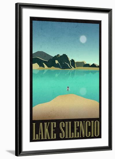 Lake Silencio Retro Travel-null-Framed Art Print