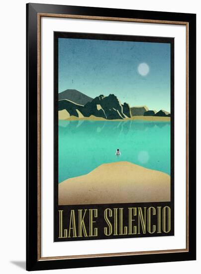 Lake Silencio Retro Travel-null-Framed Art Print