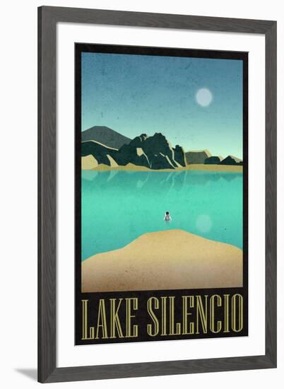 Lake Silencio Retro Travel-null-Framed Art Print