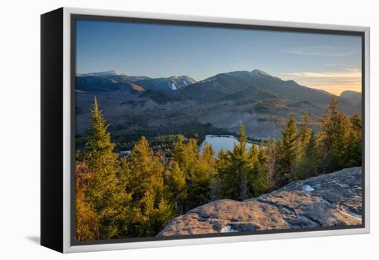 Lake surrounded by mountains, Heart Lake, Algonquin Peak, Adirondack Mountains State Park, New Y...-null-Framed Premier Image Canvas