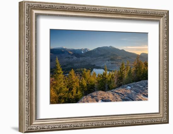 Lake surrounded by mountains, Heart Lake, Algonquin Peak, Adirondack Mountains State Park, New Y...-null-Framed Photographic Print