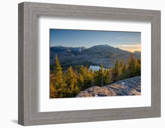 Lake surrounded by mountains, Heart Lake, Algonquin Peak, Adirondack Mountains State Park, New Y...-null-Framed Photographic Print