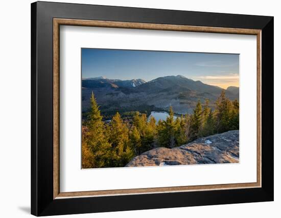 Lake surrounded by mountains, Heart Lake, Algonquin Peak, Adirondack Mountains State Park, New Y...-null-Framed Photographic Print