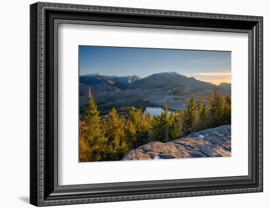 Lake surrounded by mountains, Heart Lake, Algonquin Peak, Adirondack Mountains State Park, New Y...-null-Framed Photographic Print