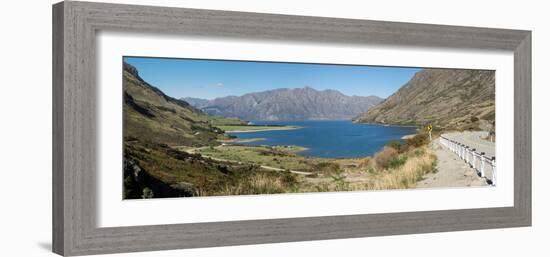 Lake surrounded by mountains, Lake Hawea, Makarora-Lake Hawea Road, State Highway 6, Queenstown...-null-Framed Photographic Print
