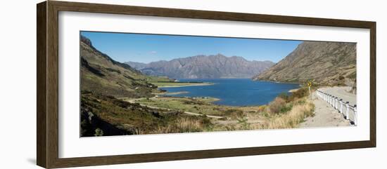 Lake surrounded by mountains, Lake Hawea, Makarora-Lake Hawea Road, State Highway 6, Queenstown...-null-Framed Photographic Print