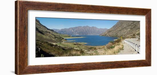 Lake surrounded by mountains, Lake Hawea, Makarora-Lake Hawea Road, State Highway 6, Queenstown...-null-Framed Photographic Print