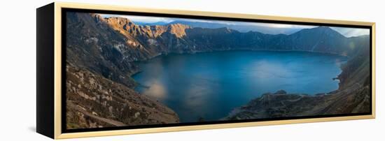 Lake Surrounded by Mountains, Quilotoa, Andes, Cotopaxi Province, Ecuador-null-Framed Stretched Canvas