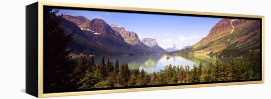 Lake Surrounded by Mountains, St. Mary Lake, Glacier National Park, Montana, USA-null-Framed Premier Image Canvas