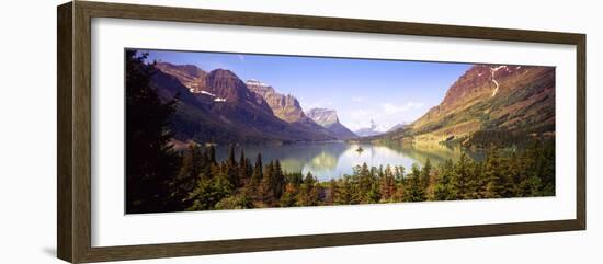 Lake Surrounded by Mountains, St. Mary Lake, Glacier National Park, Montana, USA-null-Framed Photographic Print