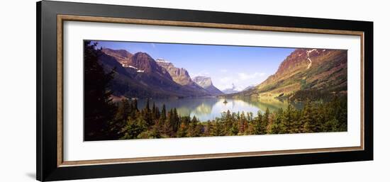 Lake Surrounded by Mountains, St. Mary Lake, Glacier National Park, Montana, USA-null-Framed Photographic Print