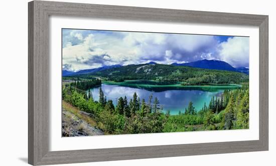 Lake surrounded by trees, Emerald Lake, Yukon, Canada-Panoramic Images-Framed Photographic Print