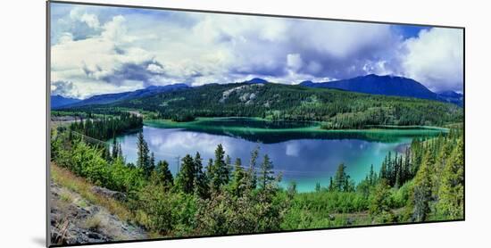 Lake surrounded by trees, Emerald Lake, Yukon, Canada-Panoramic Images-Mounted Photographic Print
