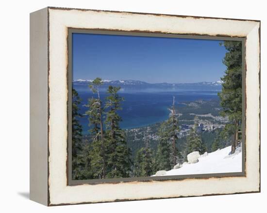 Lake Tahoe and Town on California and Nevada State Line, USA-Adam Swaine-Framed Premier Image Canvas