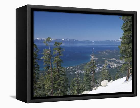 Lake Tahoe and Town on California and Nevada State Line, USA-Adam Swaine-Framed Premier Image Canvas